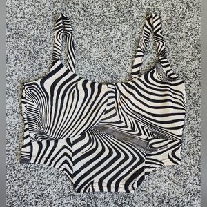 PrettyLittleThing Shape Woven Corset Crop Top Size 12/M